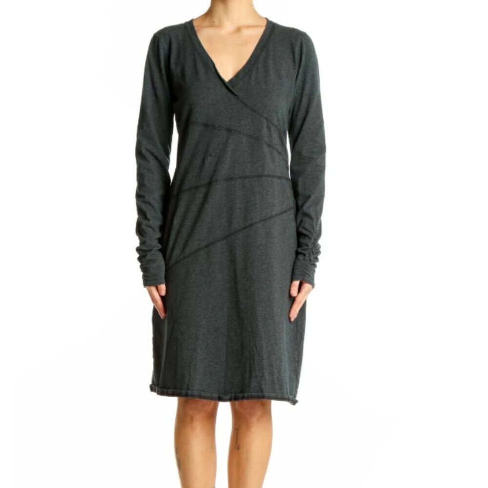 Athleta Charcoal Wrap-Style Cotton Blend Dress